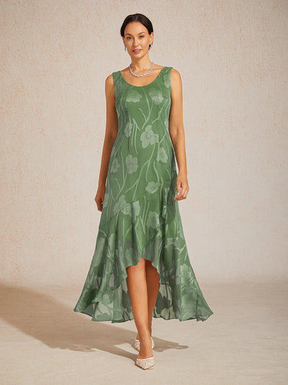 Floral Chiffon Sleeveless Gown
