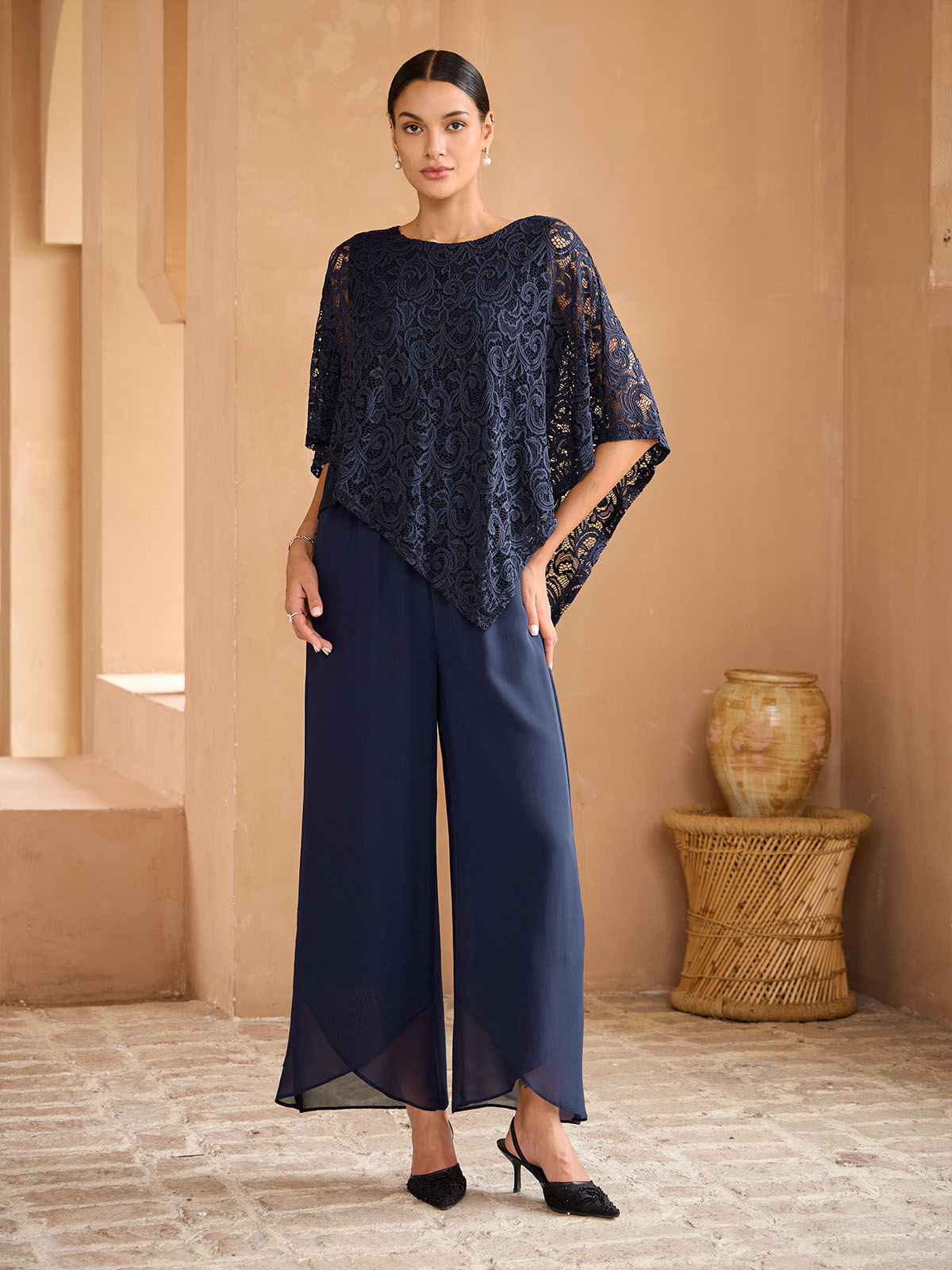 Elegant Lace Batwing Sleeve Top