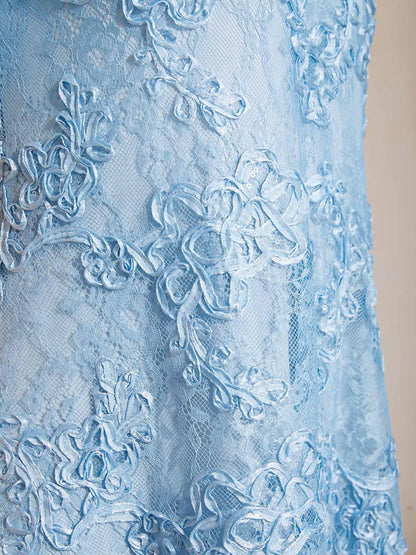 Rosette Lace Boat Neck A Line Dress