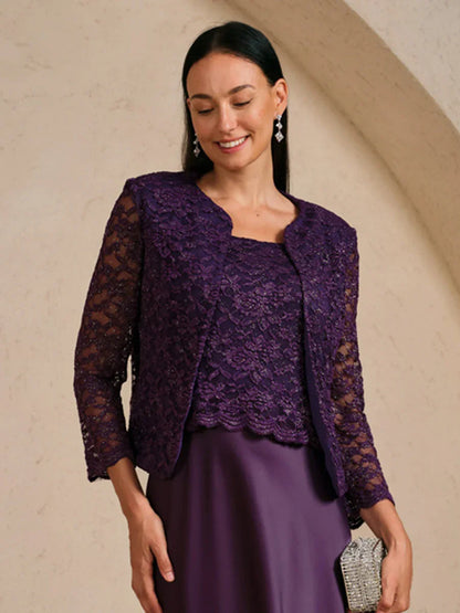 Silver Glitter Lace Jacket with 3/4 Sleeves