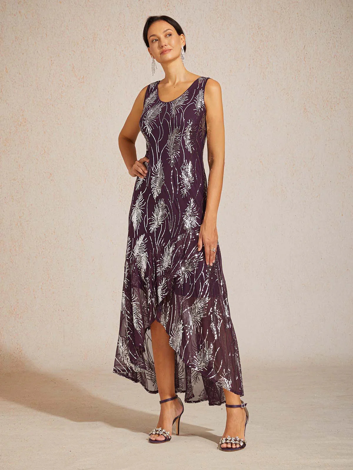 Sleeveless Sequin Maxi Dress