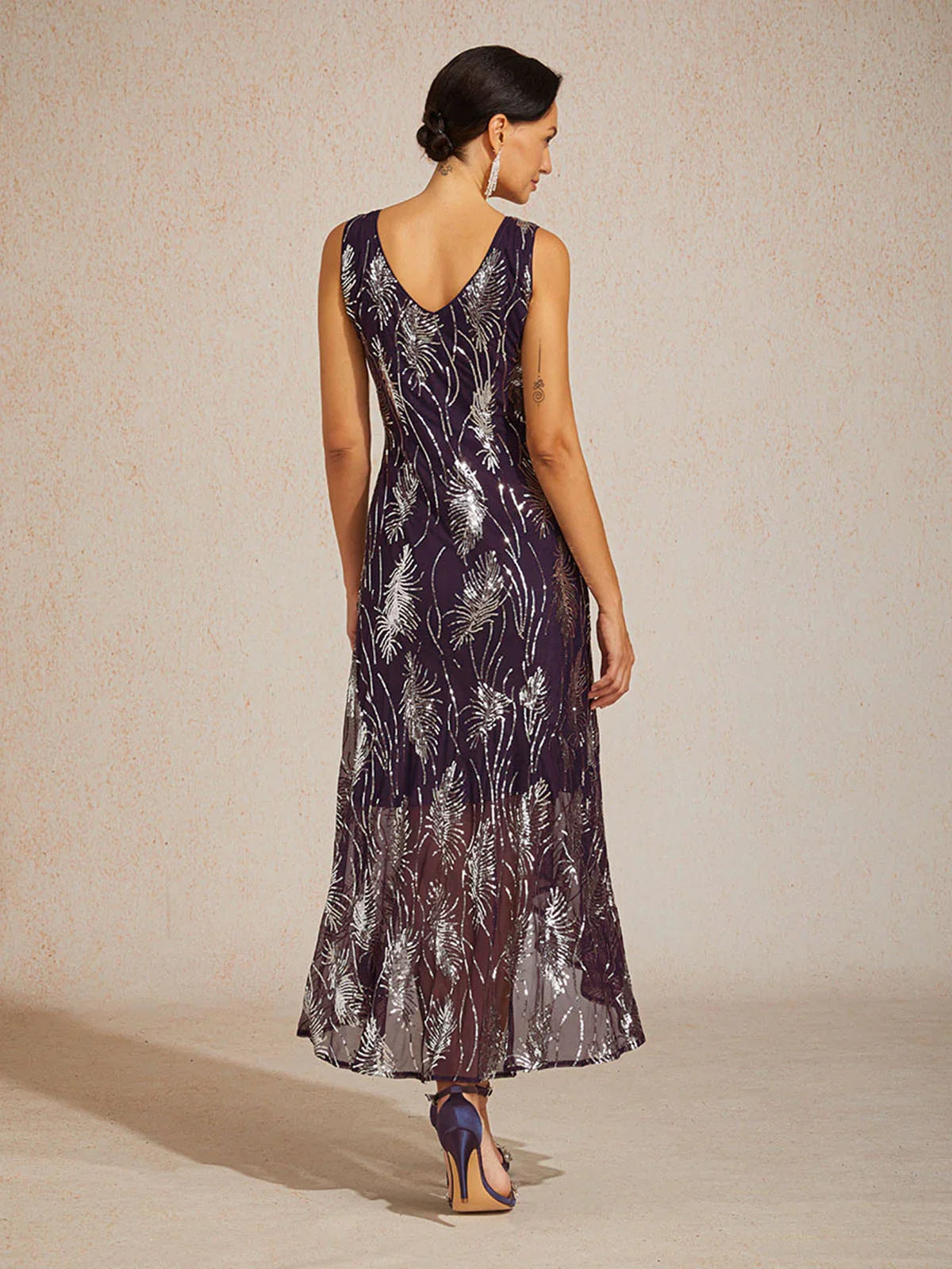 Sleeveless Sequin Maxi Dress