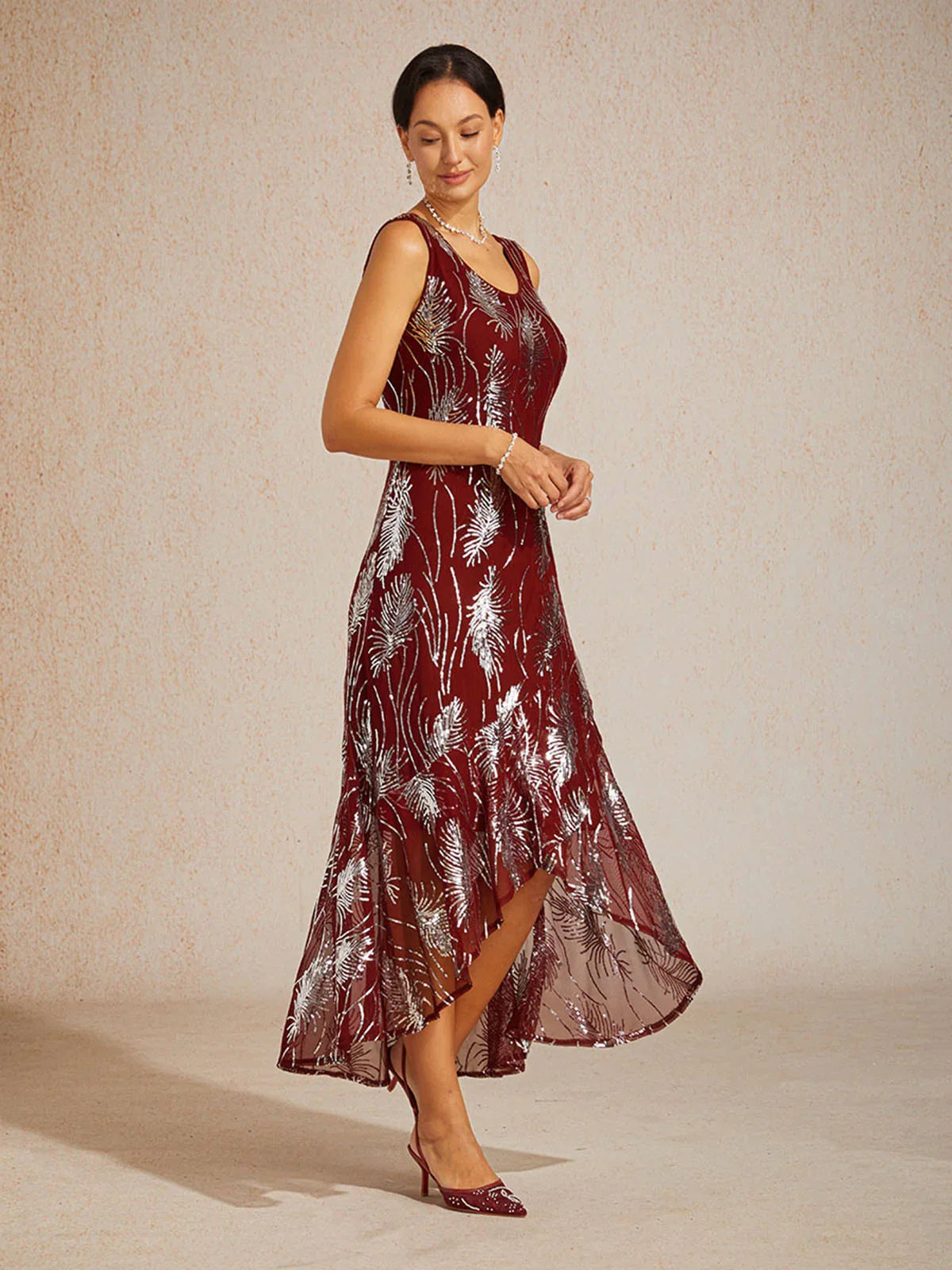 Sleeveless Sequin Maxi Dress
