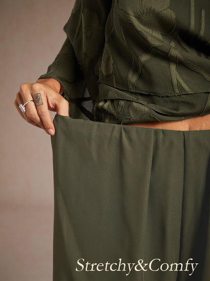 Straight Leg Pant With Chiffon Split Leg Overlay