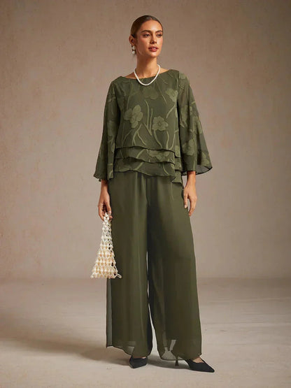 Straight Leg Chiffon Pants