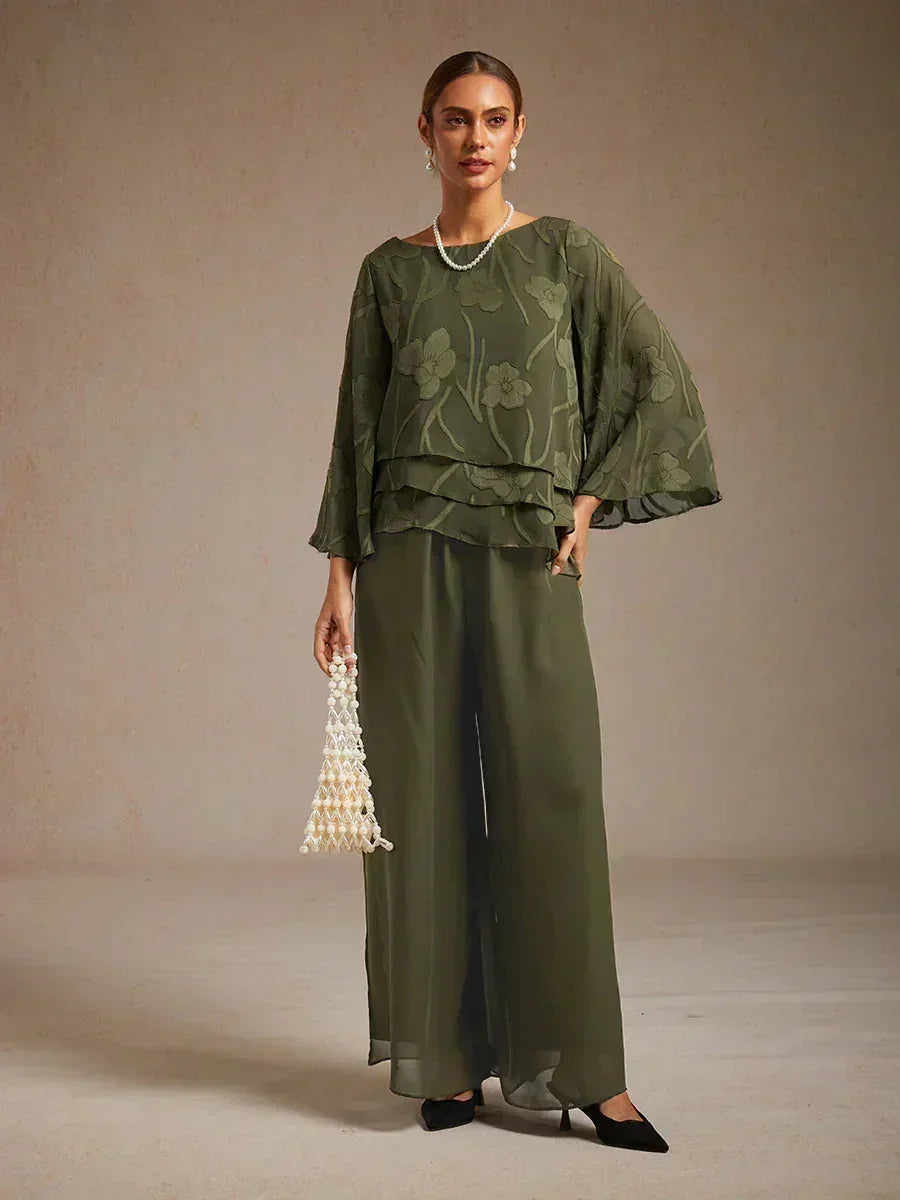 Straight Leg Chiffon Pants