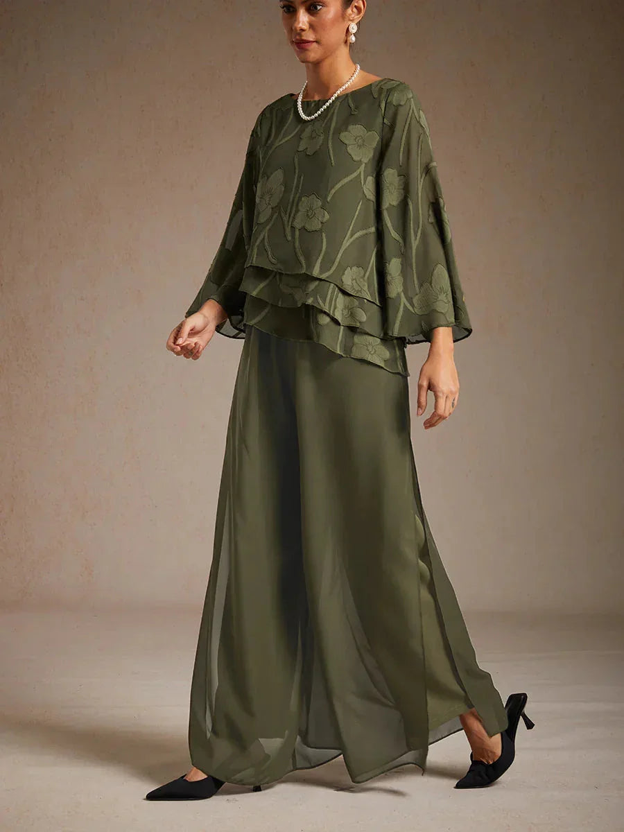Straight Leg Chiffon Pants