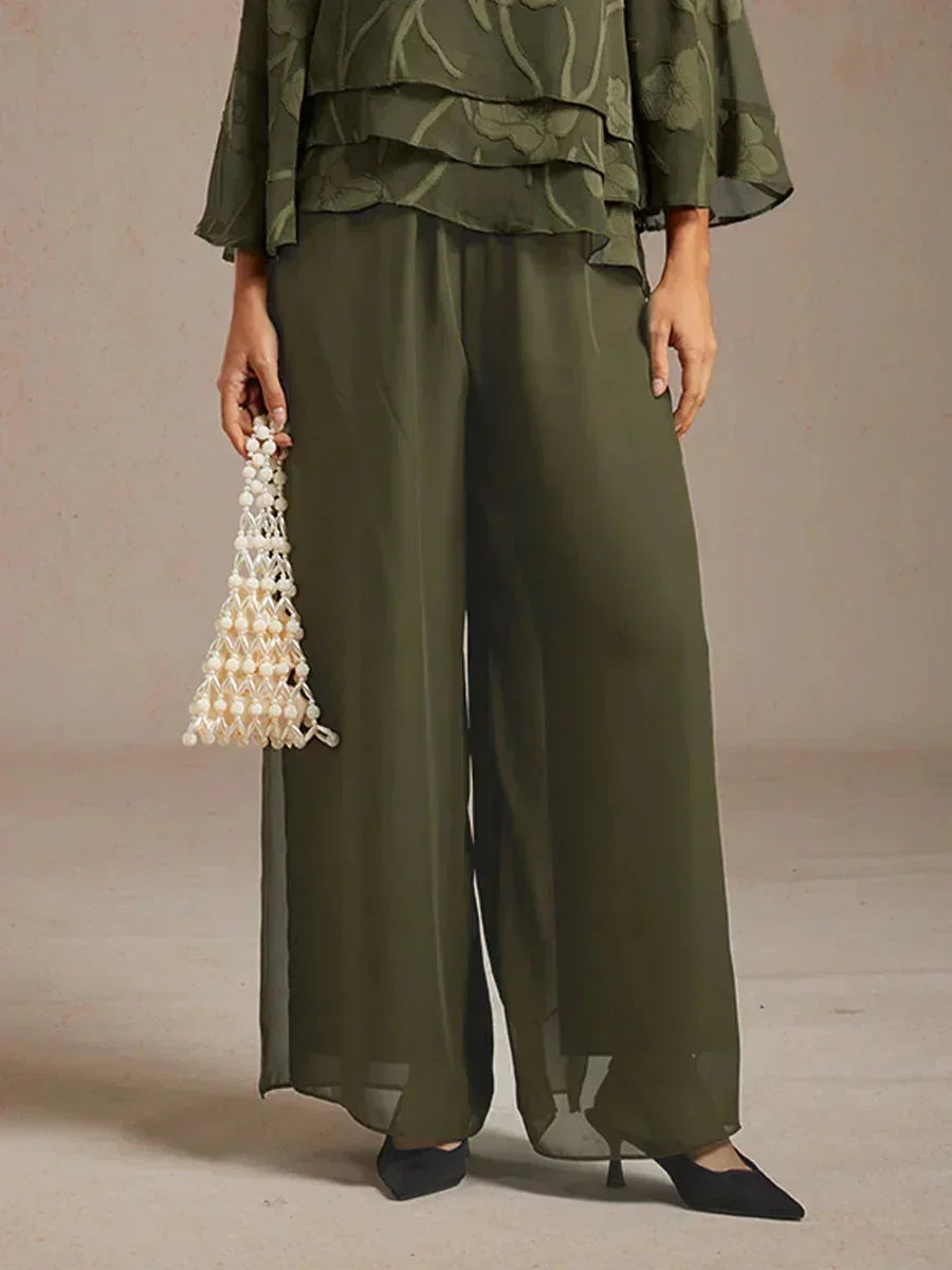 Straight Leg Chiffon Pants