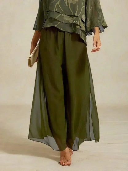 Straight Leg Chiffon Pants