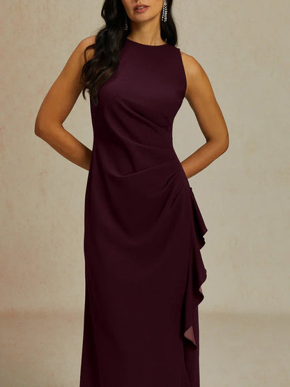 Stretch Formal Gown with Ruffle Detail