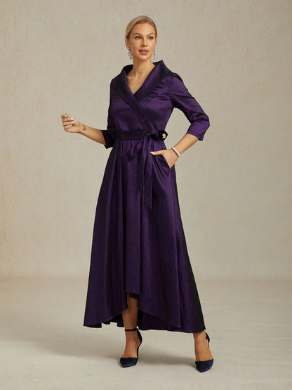 Stretch Taffeta Cocktail Dress with Tie Belt
