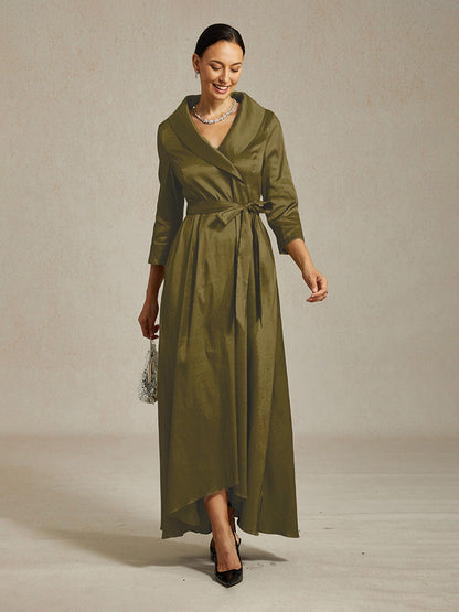 Stretch Taffeta Cocktail Dress with Tie Belt