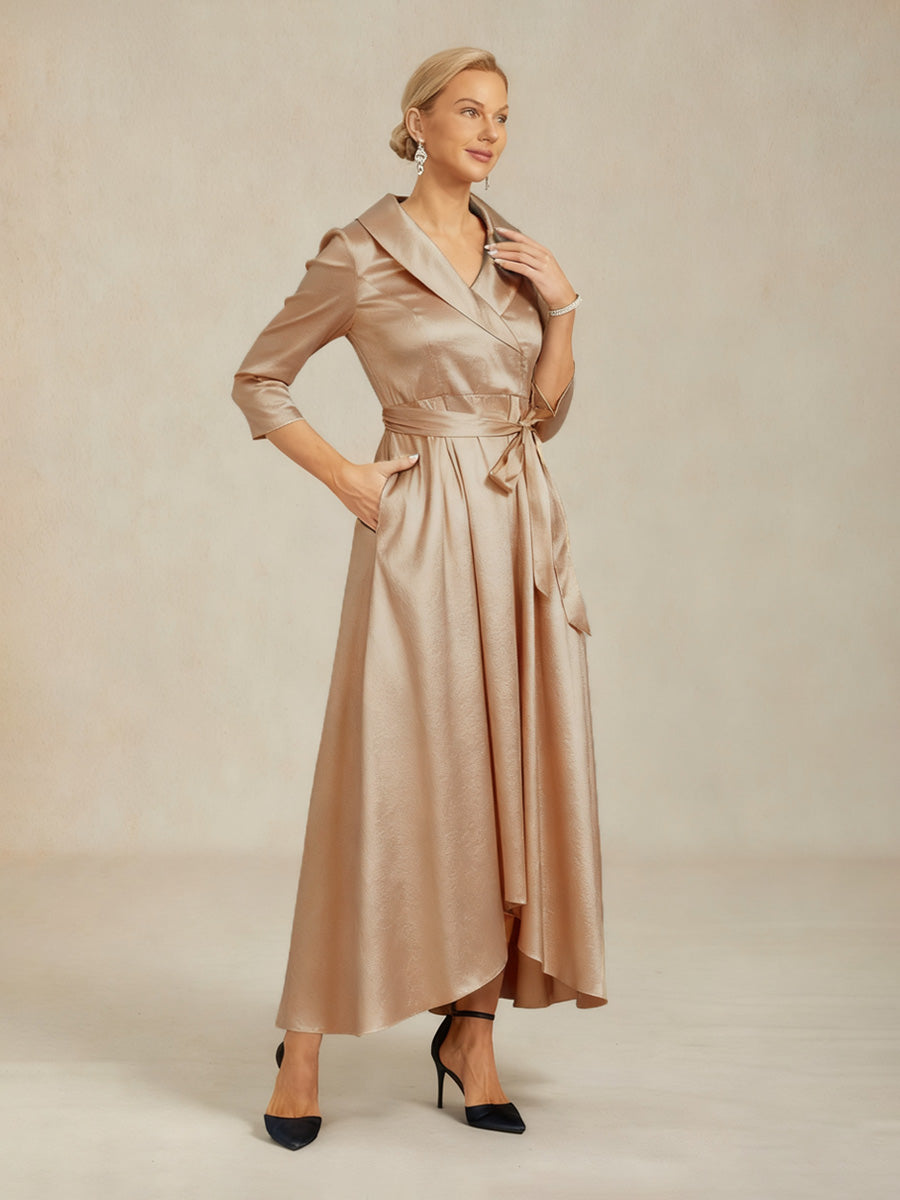 Stretch Taffeta Cocktail Dress with Tie Belt