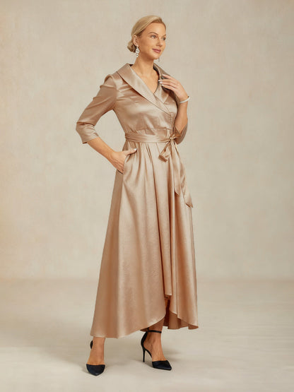 Stretch Taffeta Cocktail Dress with Tie Belt