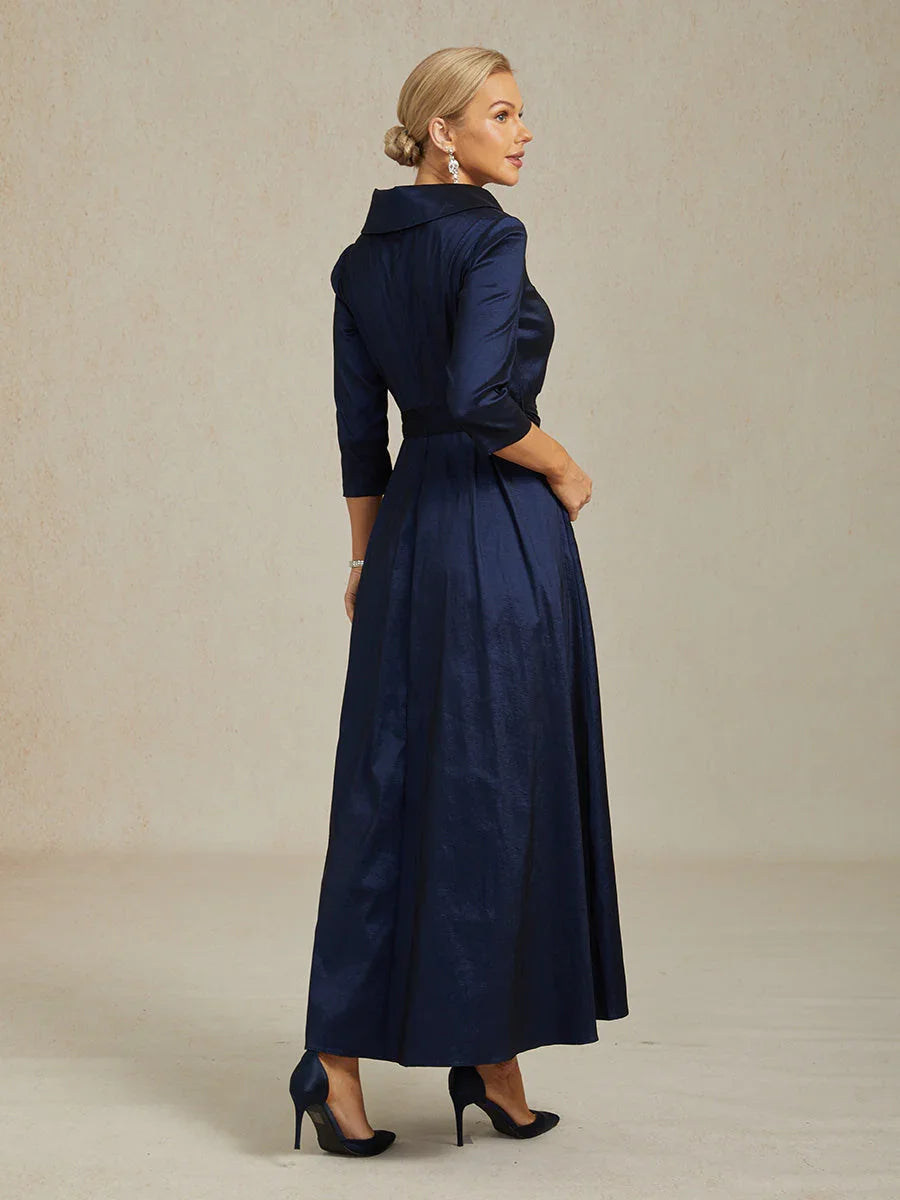 Stretch Taffeta Cocktail Dress with Tie Belt