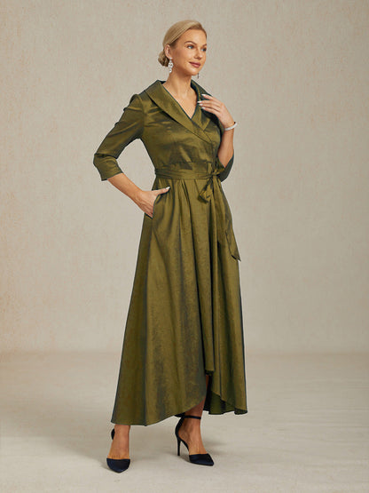 Stretch Taffeta Cocktail Dress with Tie Belt