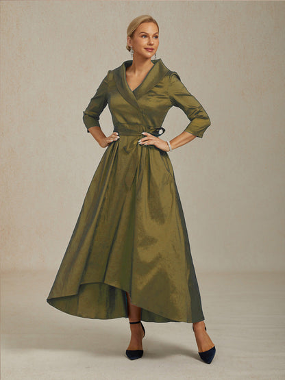 Stretch Taffeta Cocktail Dress with Tie Belt
