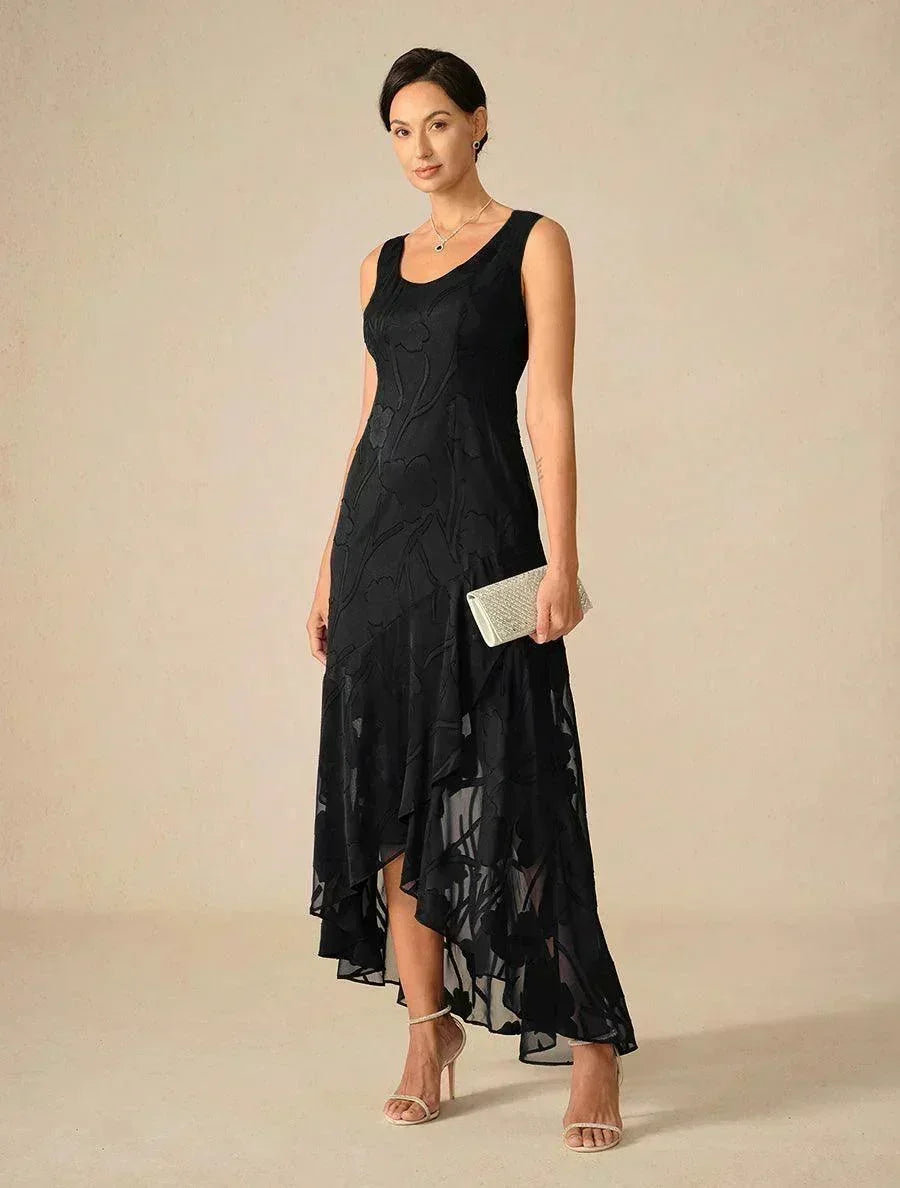 Floral Chiffon Sleeveless Gown