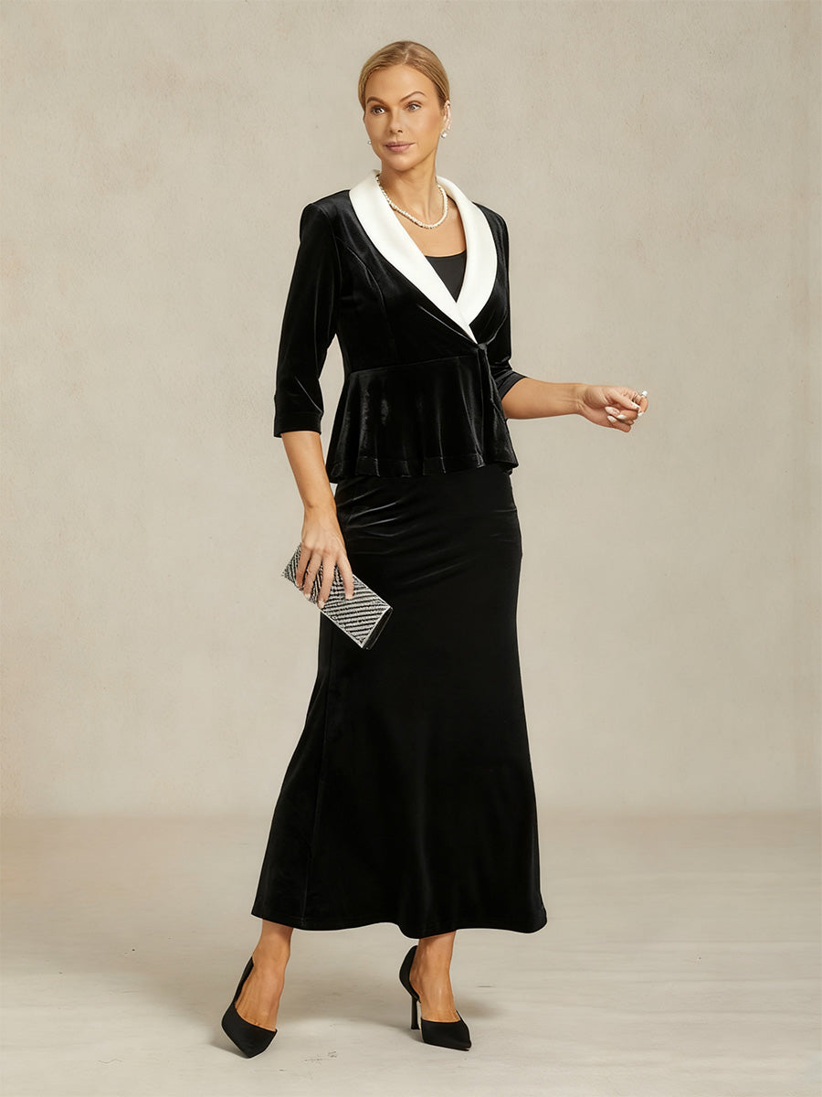 Velvet Peplum Blazer with Satin Collar