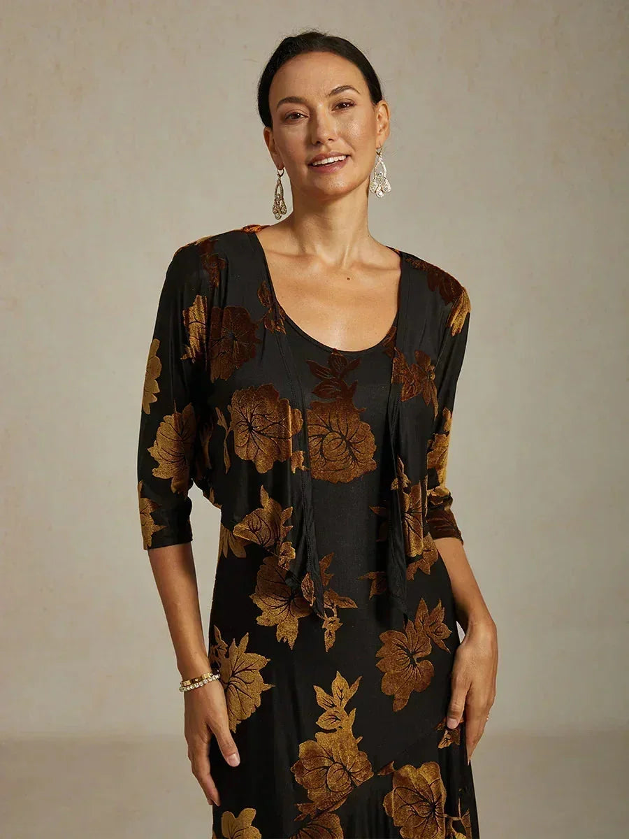 Floral Stretch3/4 Sleeve Shrug