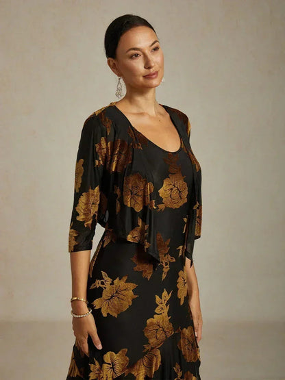 Floral Stretch3/4 Sleeve Shrug