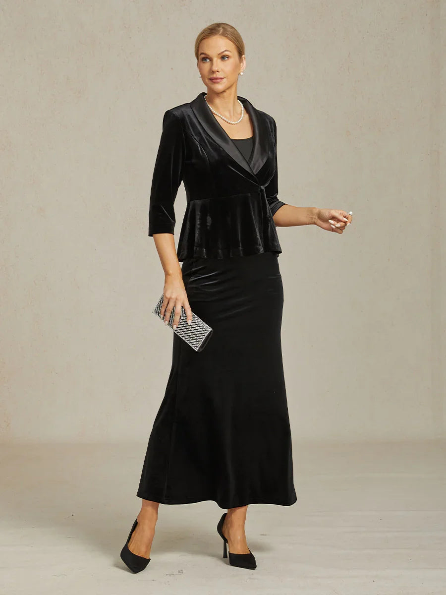 Velvet Peplum Blazer with Satin Collar