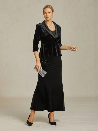 Velvet Peplum Blazer with Satin Collar