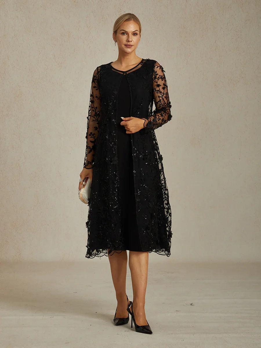 Long Embroidered Lace Jacket with 3D Floral
