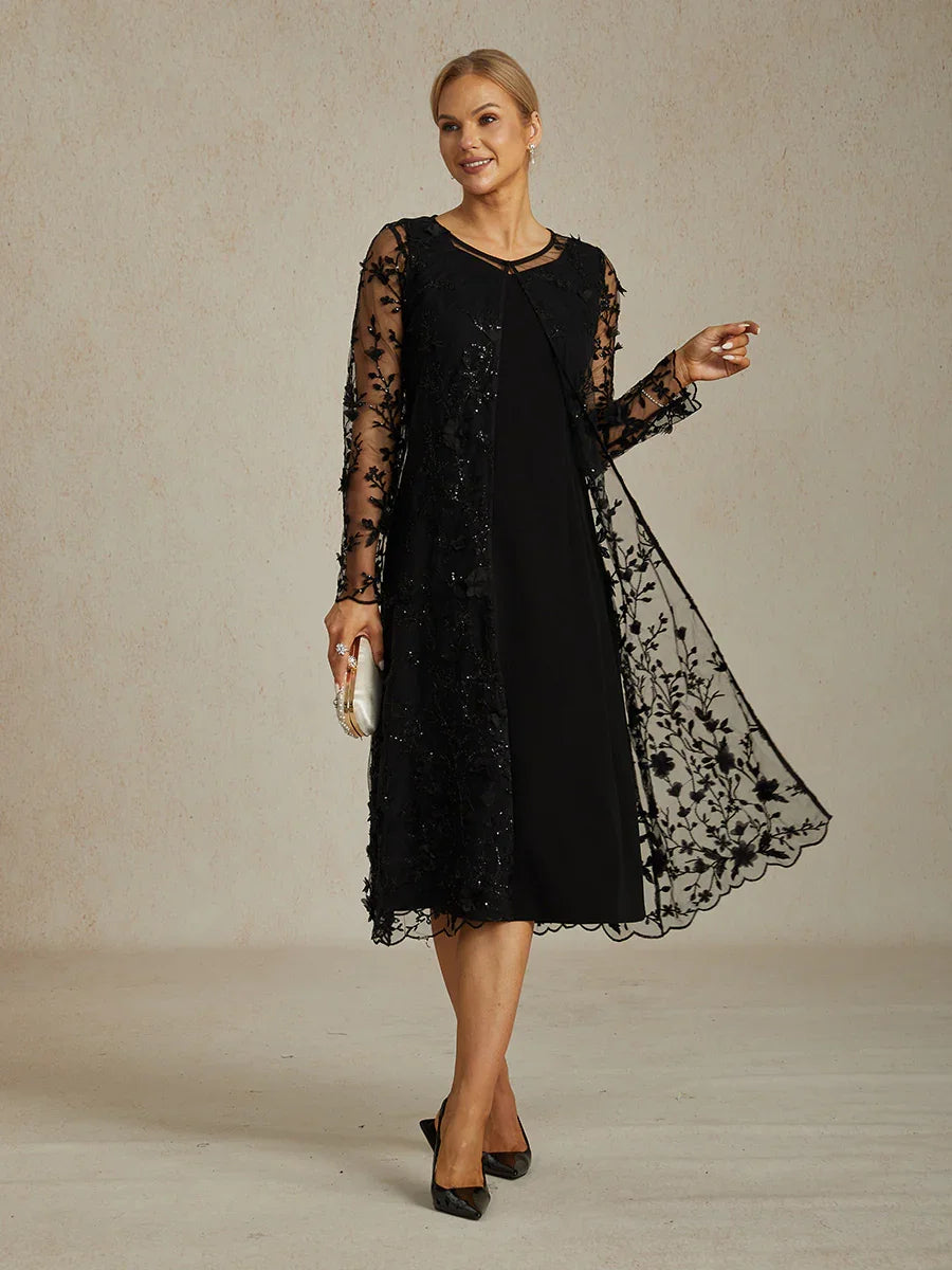 Long Embroidered Lace Jacket with 3D Floral