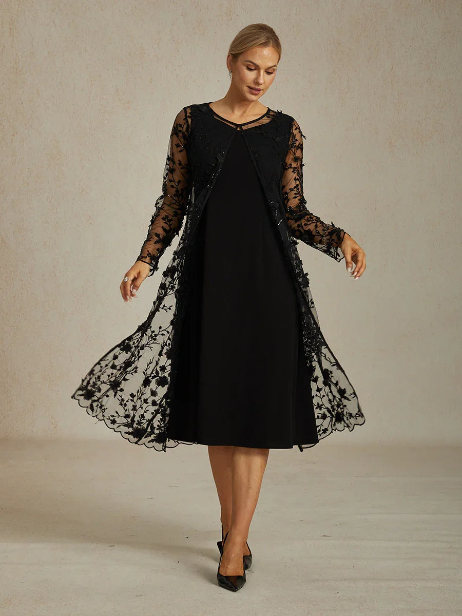 Long Embroidered Lace Jacket with 3D Floral