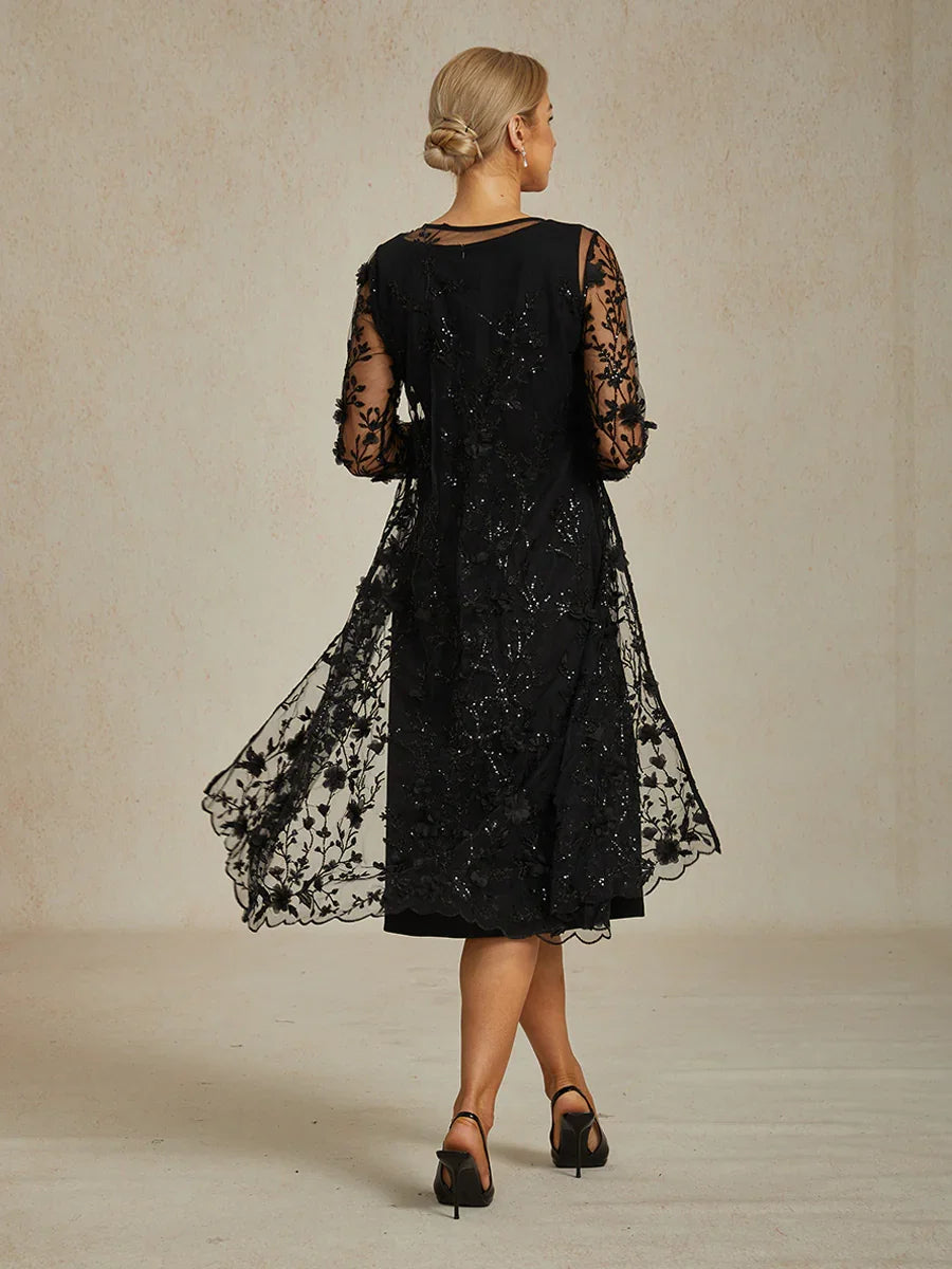 Long Embroidered Lace Jacket with 3D Floral