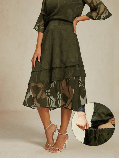 Floral Chiffon Midi Skirt