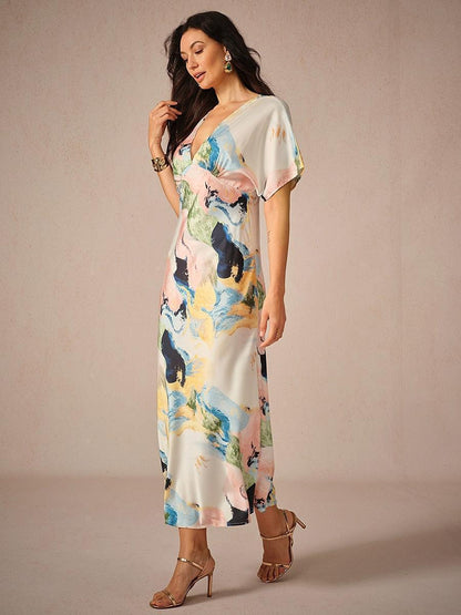 Satin Tie Dye Maxi Dress-S12595114