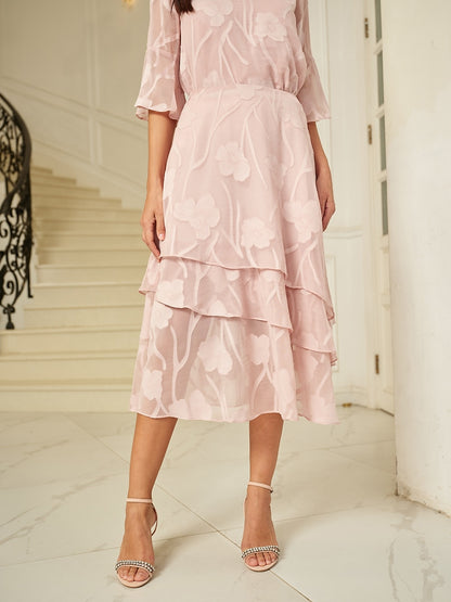 Floral Chiffon Midi Skirt