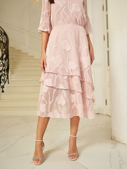 Floral Chiffon Midi Skirt