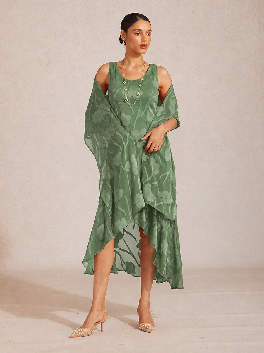 Sheer Floral Chiffon Shawl