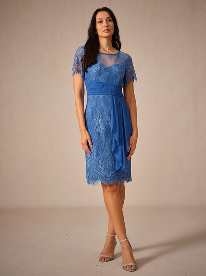 Lace Trim Chiffon Dress