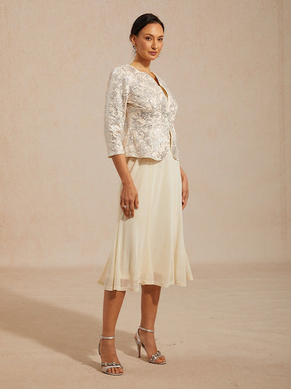 Midi Sequin Embroidered Jacket Dress