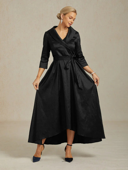 Stretch Taffeta Cocktail Dress with Tie Belt