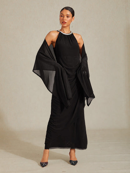 Stretch Mesh Long Shawl Wrap