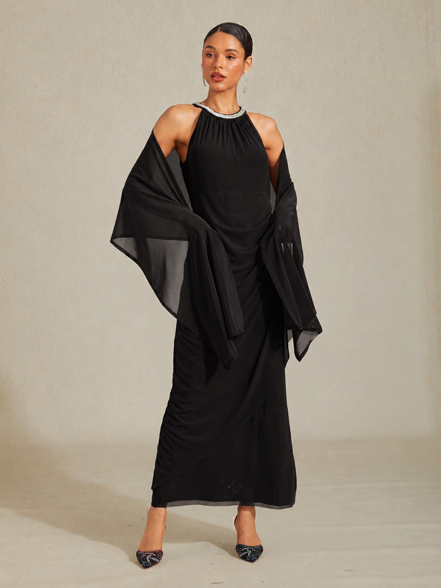 Stretch Mesh Long Shawl Wrap