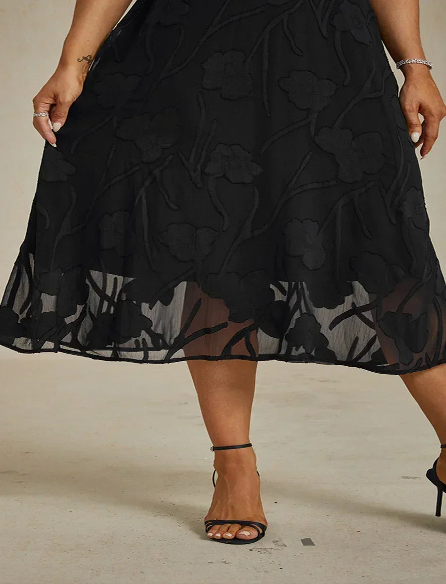 Ruffle Flutter Lace Maxi Dress for Plus Size