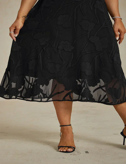 Ruffle Flutter Lace Maxi Dress for Plus Size