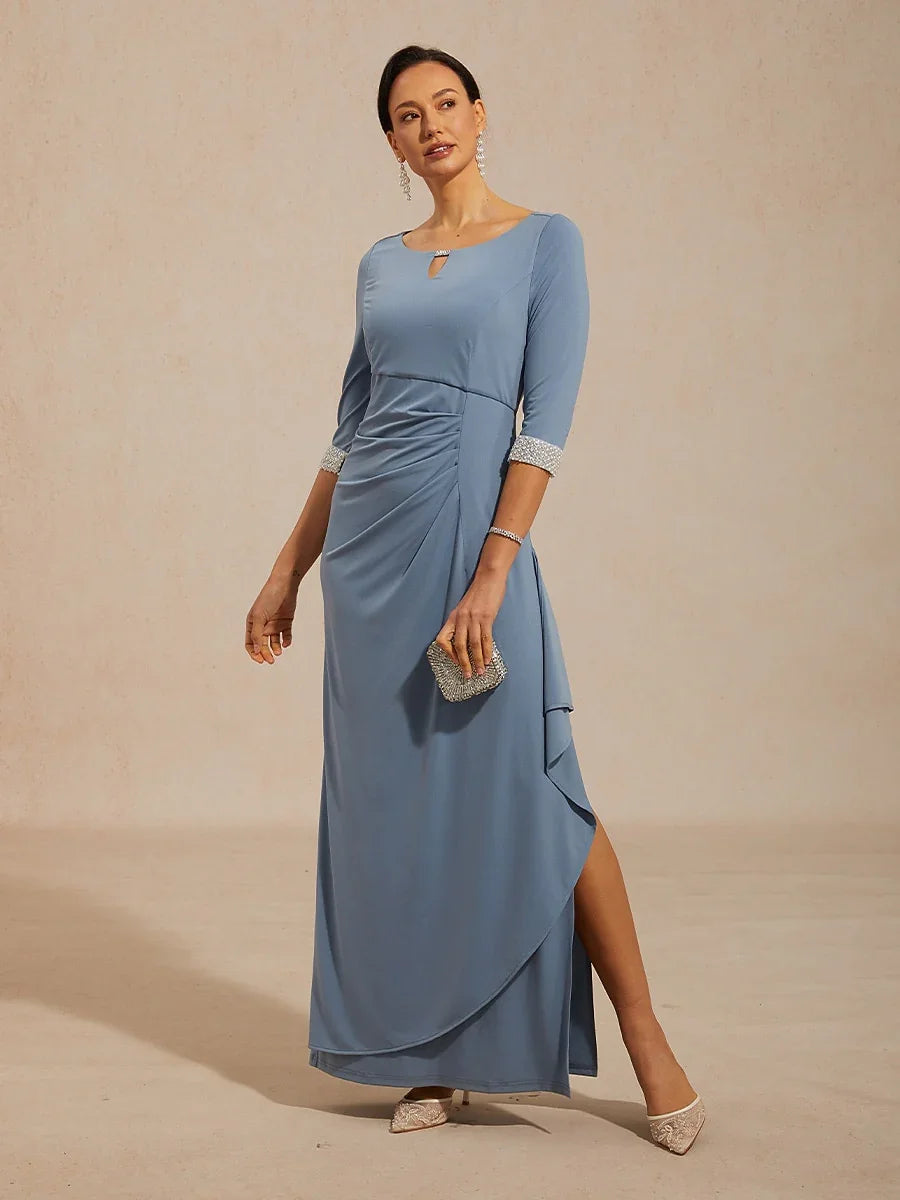 Empire Waist Jersey Dress with Beaded Cuff