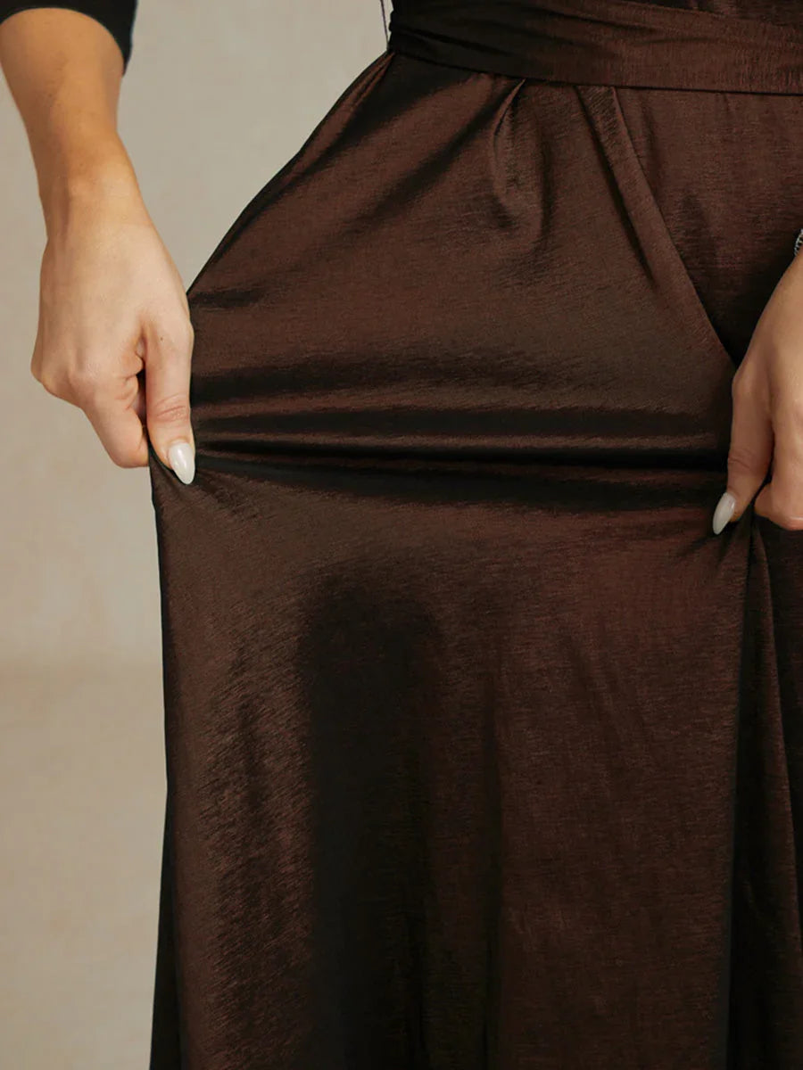 Stretch Taffeta Cocktail Dress with Tie Belt