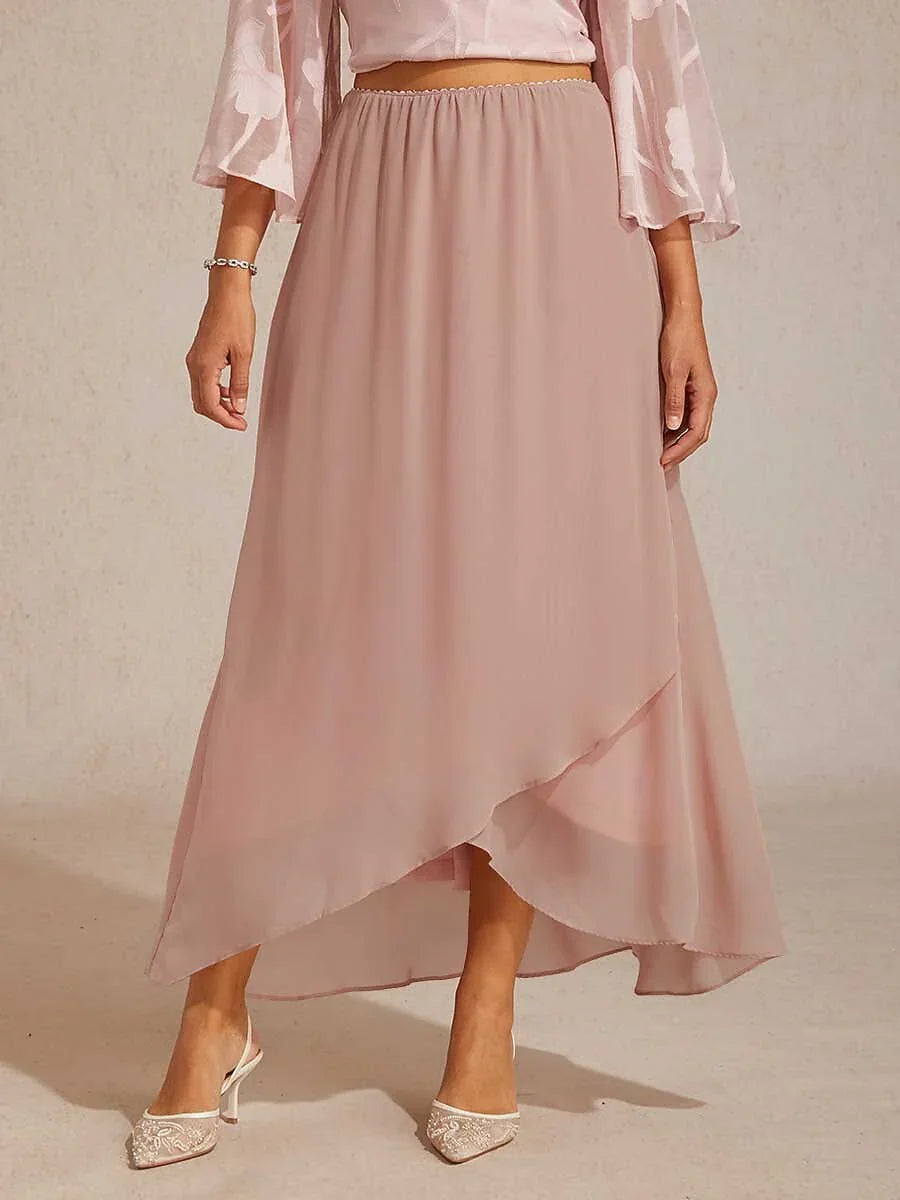 High-Low Overlay Chiffon Skirt with Lining