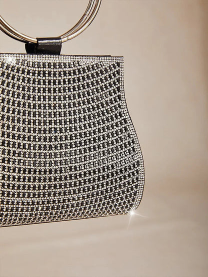 Crystal Clutch with Gold Ring Handle C Elegant Bag