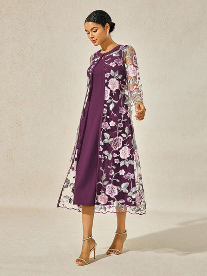 Lace Embroidered Floral Dress Set