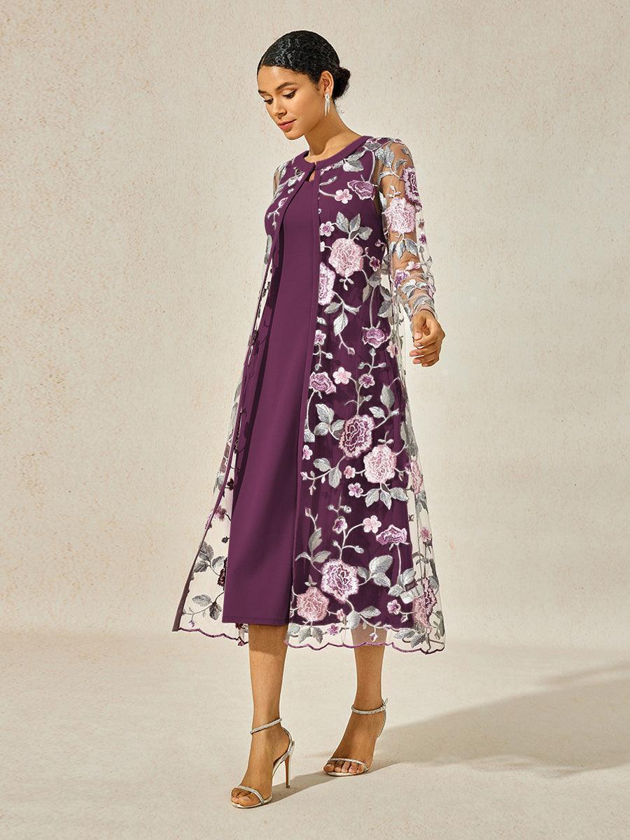 Lace Embroidered Floral Dress Set