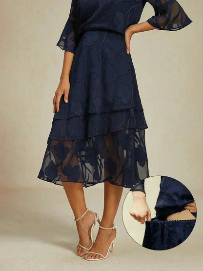 Floral Chiffon Midi Skirt